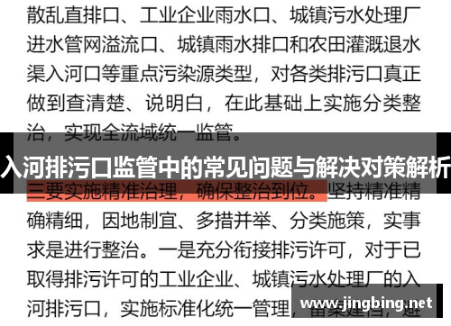入河排污口监管中的常见问题与解决对策解析